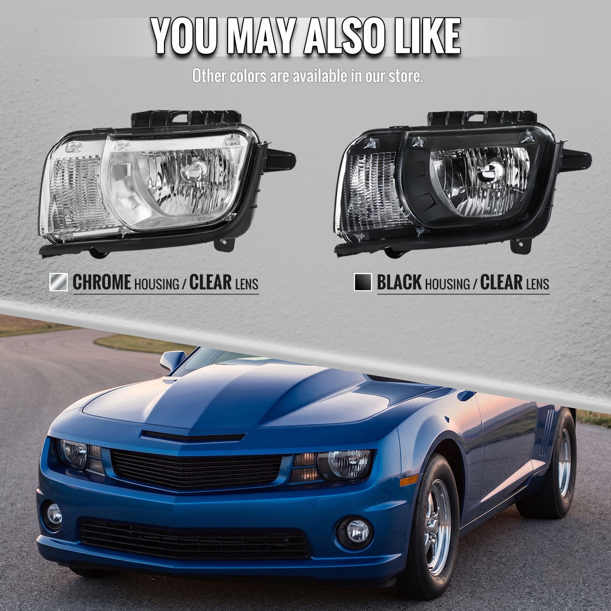 2010-2013 Chevrolet Camaro 5th Gen Factory Style Halogen Headlights (Matte Black Housing / Clear Lens)
