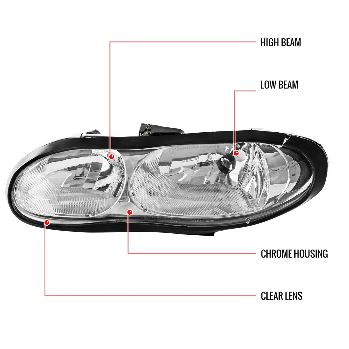 1998-2002 Chevrolet Camaro 4th Gen Factory Style Headlights (Chrome Housing / Clear Lens)