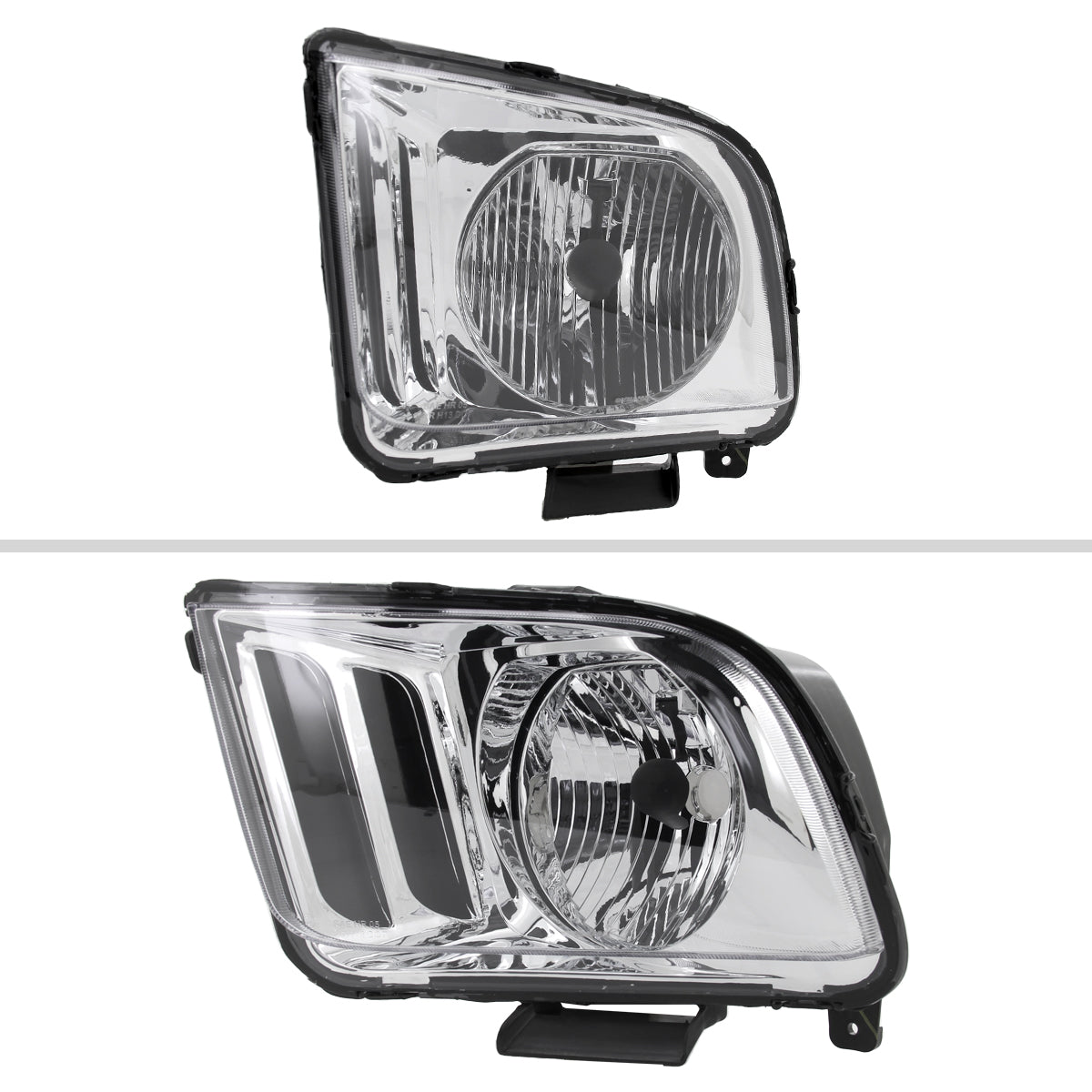 2005-2009 Ford Mustang S197 Factory Style Headlights (Chrome Housing / Clear Lens)