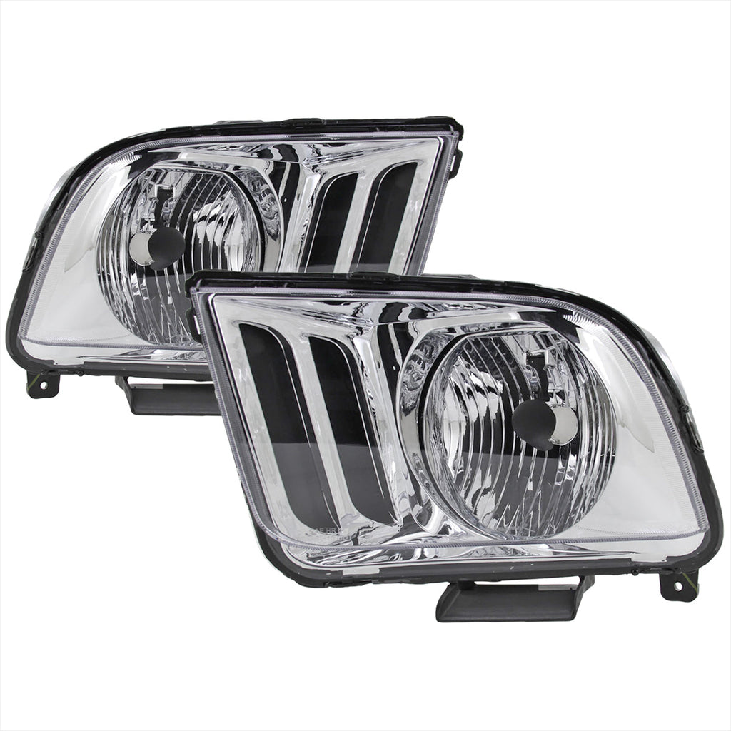 2005-2009 Ford Mustang S197 Factory Style Headlights (Chrome Housing / Clear Lens)