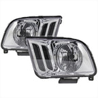 2005-2009 Ford Mustang S197 Factory Style Headlights (Chrome Housing / Clear Lens)