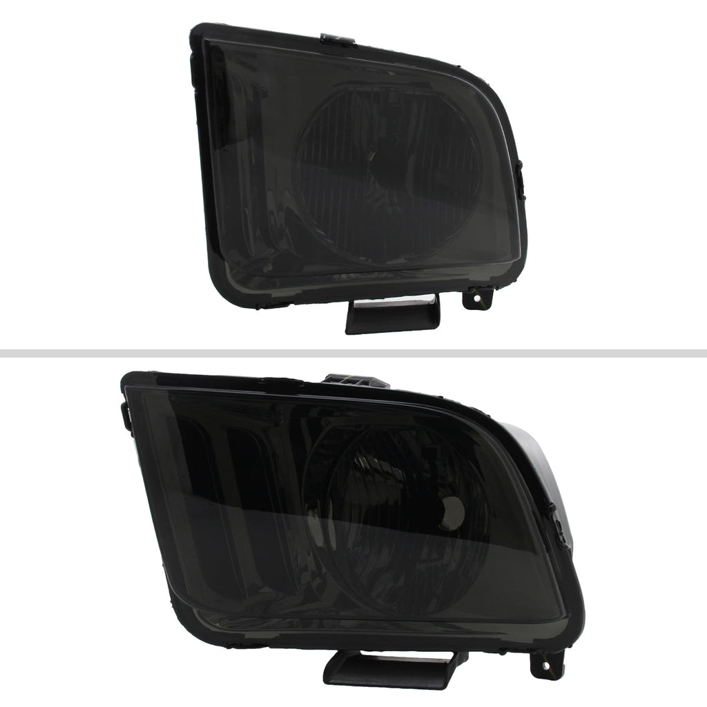 2005-2009 Ford Mustang S197 Factory Style Headlights (Chrome Housing / Smoked Lens)