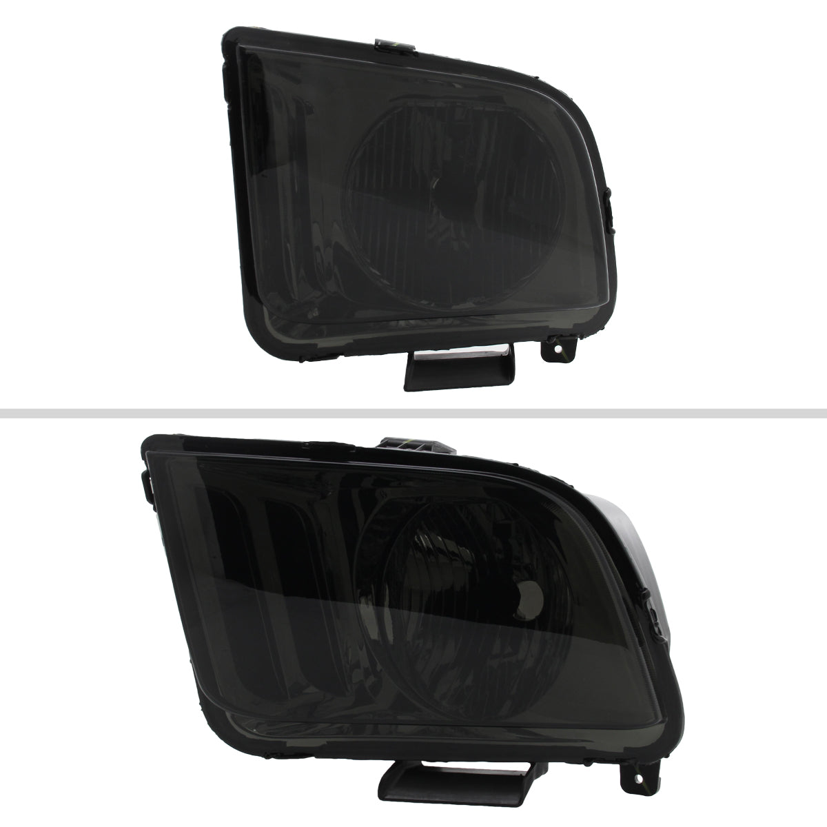 2005-2009 Ford Mustang S197 Factory Style Headlights (Chrome Housing / Smoked Lens)