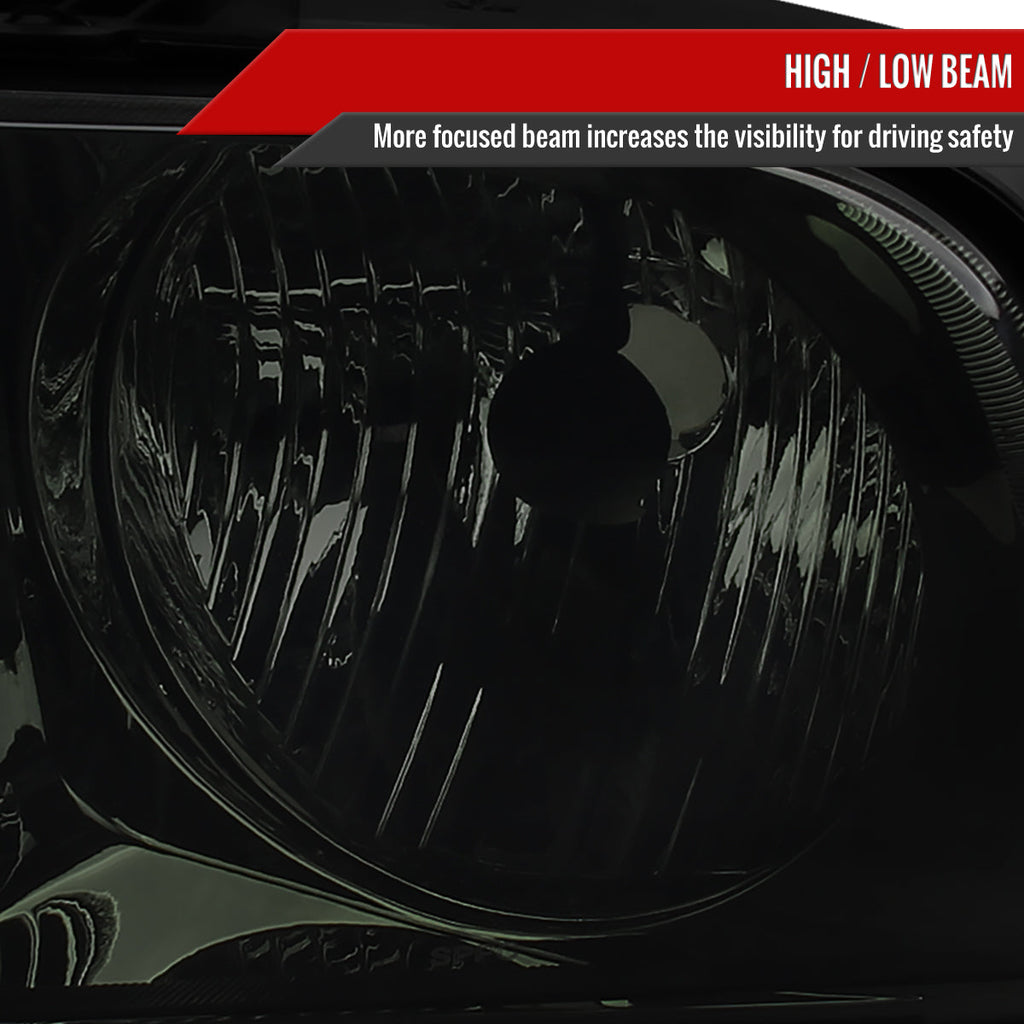 2005-2009 Ford Mustang S197 Factory Style Headlights (Chrome Housing / Smoked Lens)