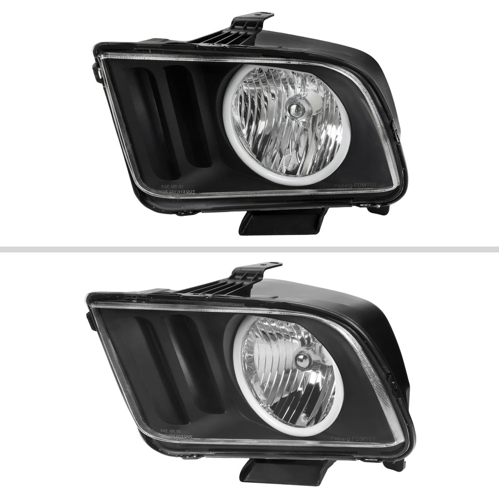 2005-2009 Ford Mustang S197 LED Halo Factory Style Headlights (Matte Black Housing / Clear Lens)