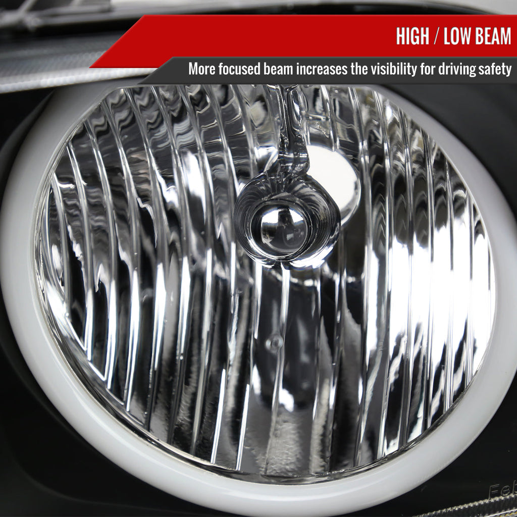 2005-2009 Ford Mustang S197 LED Halo Factory Style Headlights (Matte Black Housing / Clear Lens)