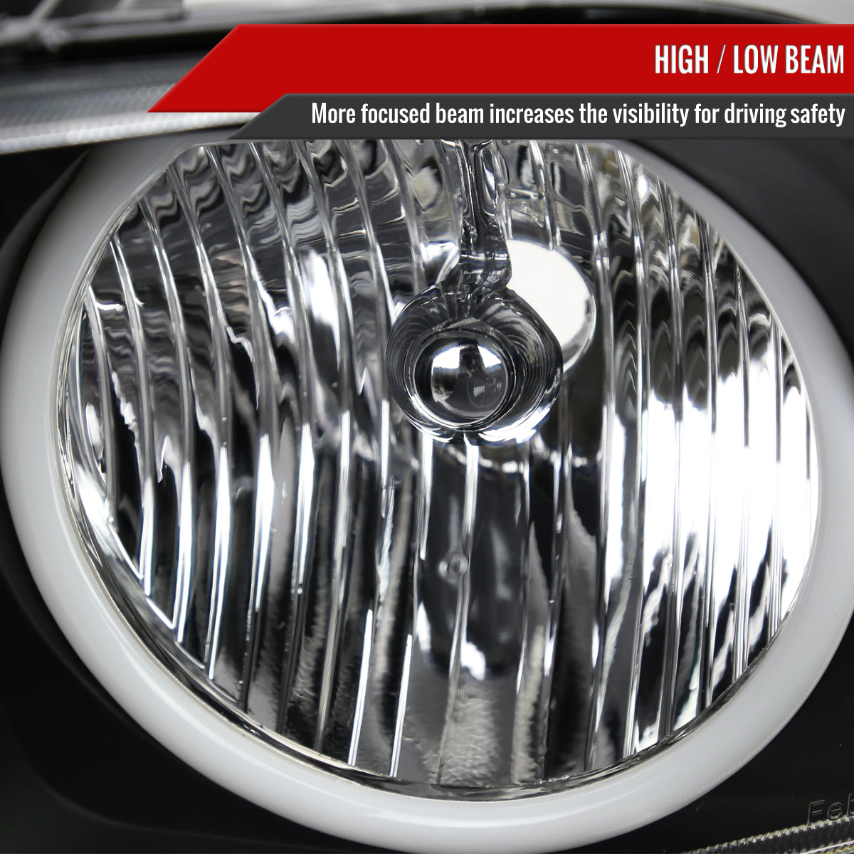 2005-2009 Ford Mustang S197 LED Halo Factory Style Headlights (Matte Black Housing / Clear Lens)