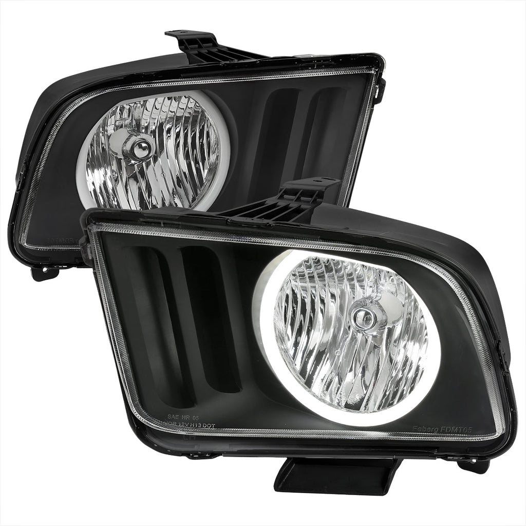 2005-2009 Ford Mustang S197 LED Halo Factory Style Headlights (Matte Black Housing / Clear Lens)