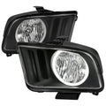 2005-2009 Ford Mustang S197 LED Halo Factory Style Headlights (Matte Black Housing / Clear Lens)