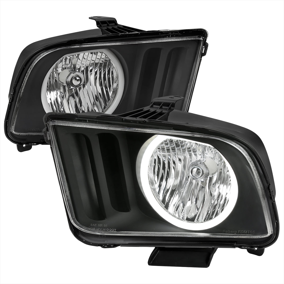 2005-2009 Ford Mustang S197 LED Halo Factory Style Headlights (Matte Black Housing / Clear Lens)