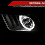 2005-2009 Ford Mustang S197 LED Halo Factory Style Headlights (Matte Black Housing / Smoked Lens)