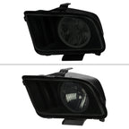 2005-2009 Ford Mustang S197 LED Halo Factory Style Headlights (Matte Black Housing / Smoked Lens)