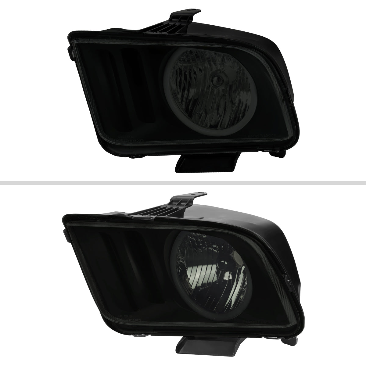 2005-2009 Ford Mustang S197 LED Halo Factory Style Headlights (Matte Black Housing / Smoked Lens)