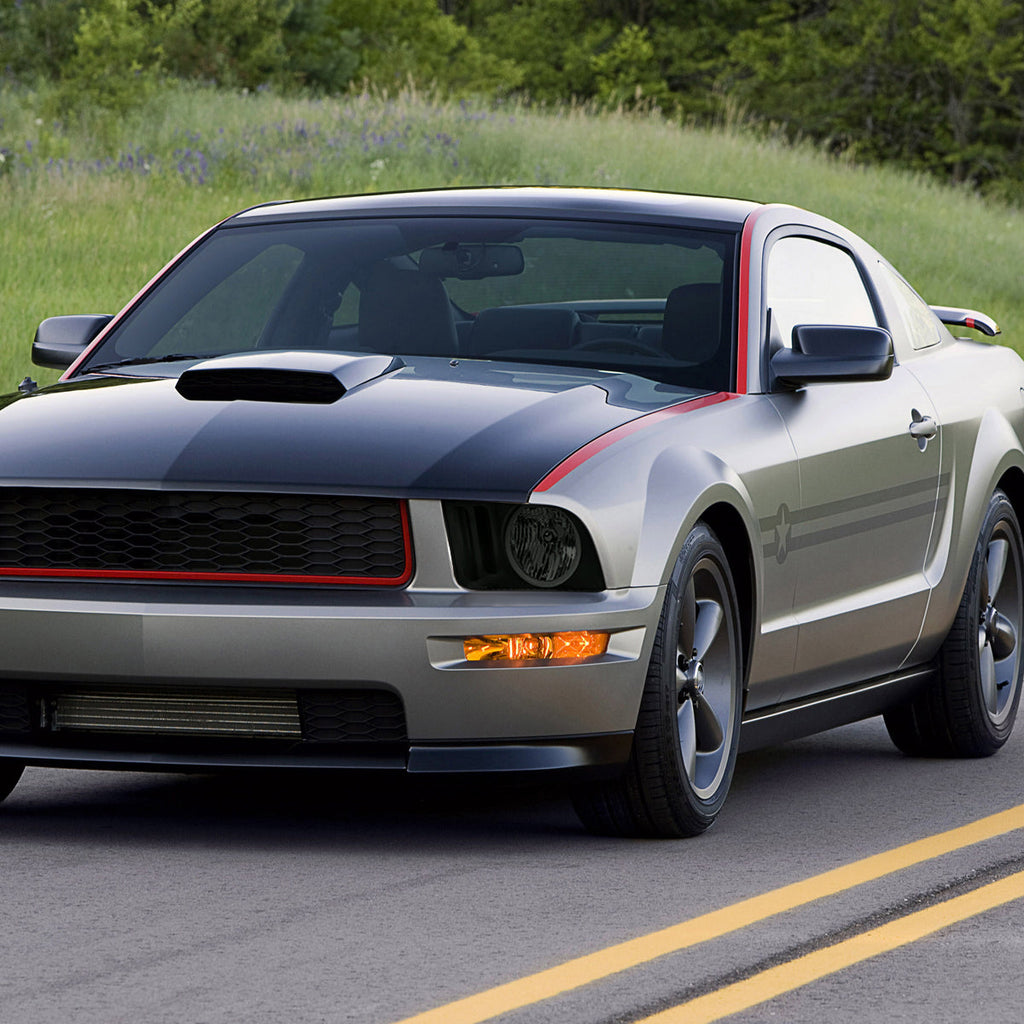 2005-2009 Ford Mustang S197 LED Halo Factory Style Headlights (Matte Black Housing / Smoked Lens)