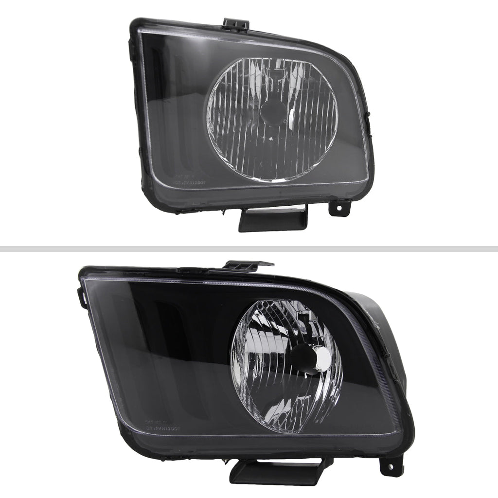 2005-2009 Ford Mustang S197 Factory Style Headlights (Matte Black Housing / Clear Lens)