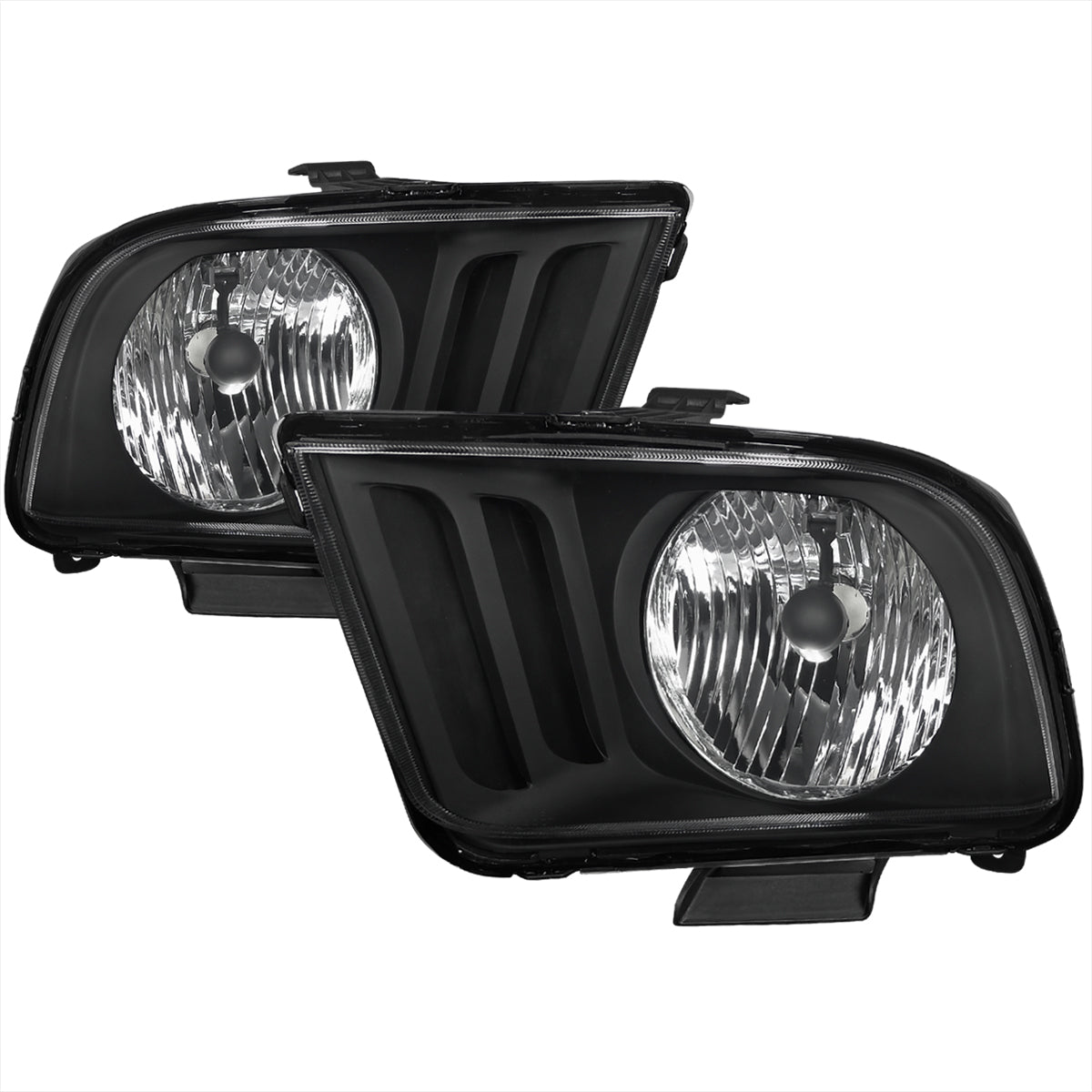 2005-2009 Ford Mustang S197 Factory Style Headlights (Matte Black Housing / Clear Lens)