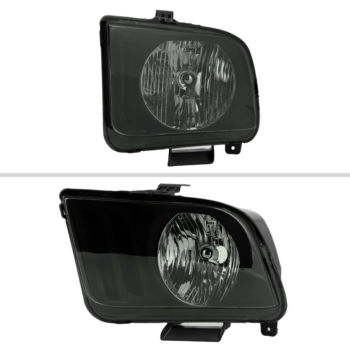 2005-2009 Ford Mustang S197 Factory Style Headlights (Matte Black Housing / Light Smoked Lens)
