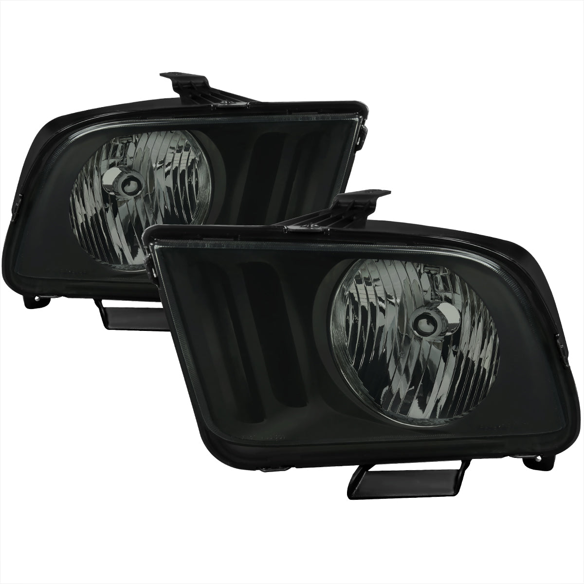 2005-2009 Ford Mustang S197 Factory Style Headlights (Matte Black Housing / Light Smoked Lens)
