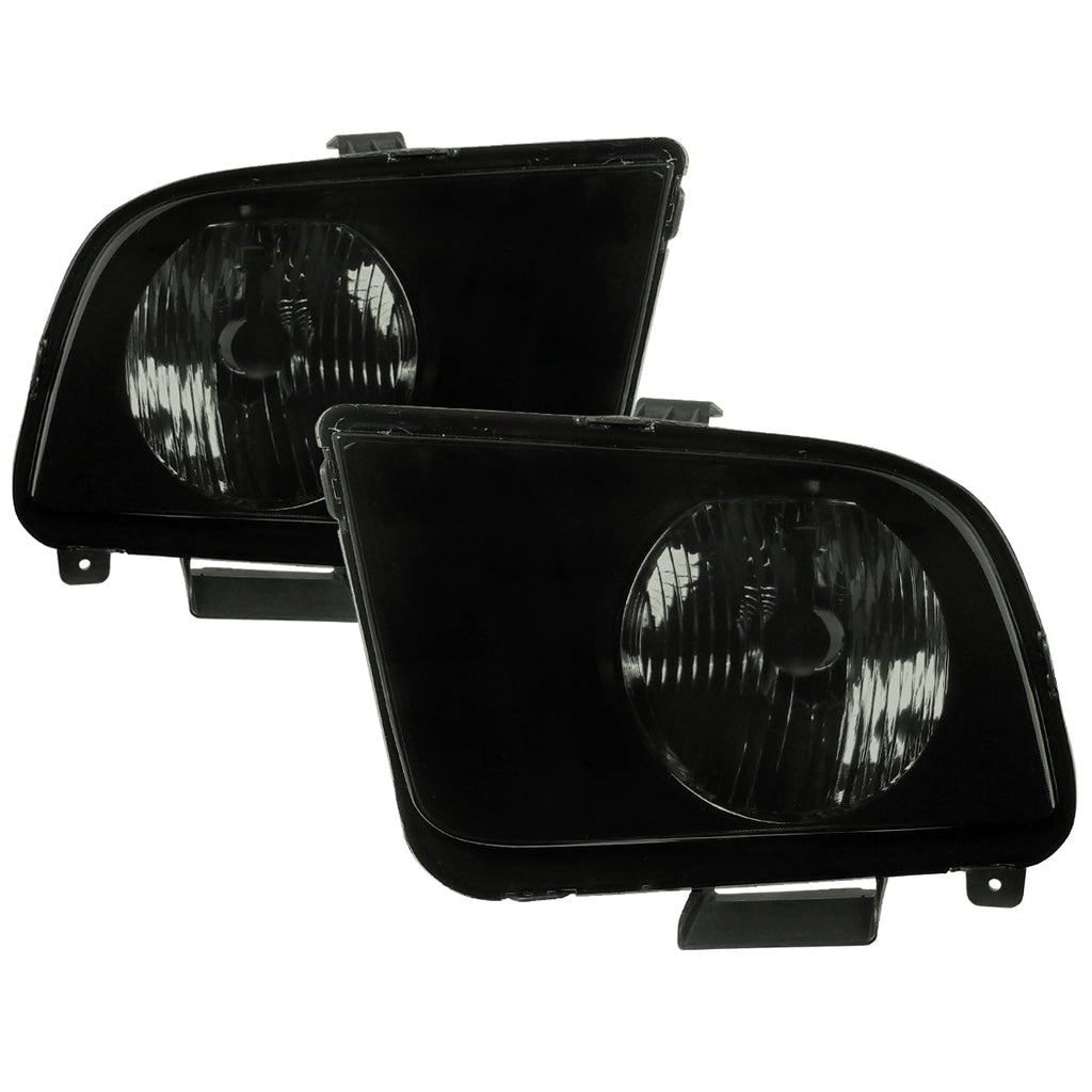 2005-2009 Ford Mustang S197 Factory Style Headlights (Black Housing / Smoked Lens)