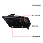2010-2014 Ford Mustang S197 Factory Style Headlights (Black Housing / Smoked Lens)