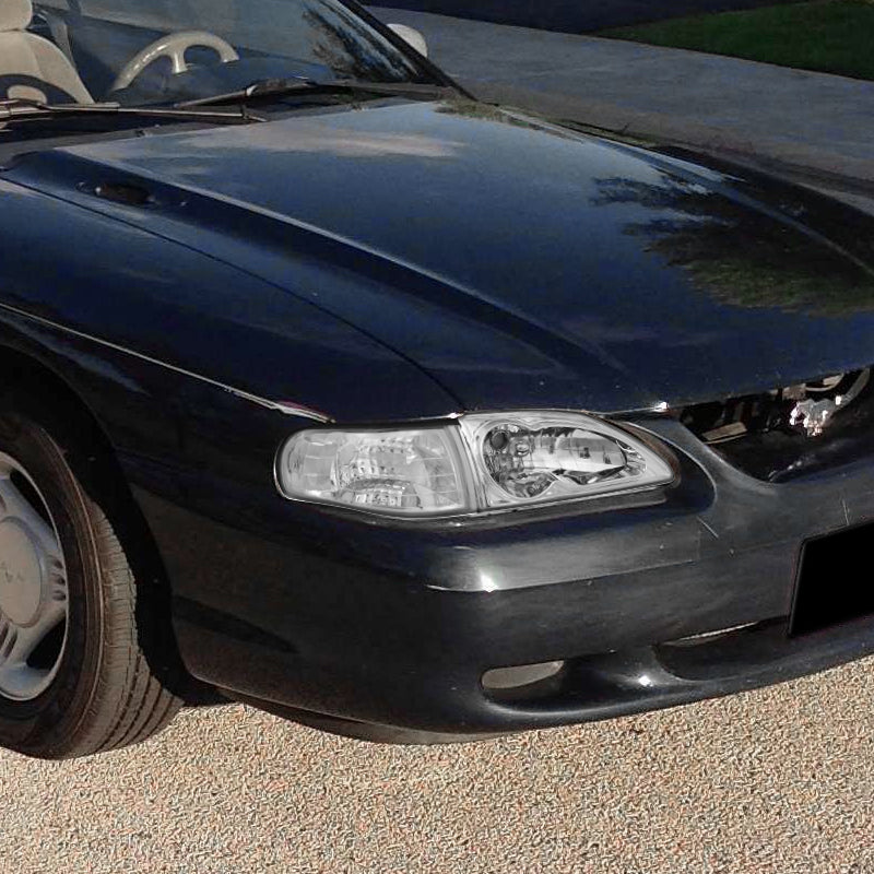 1994-1998 Ford Mustang SN95 Factory Style Headlights (Chrome Housing / Clear Lens)