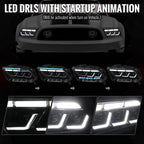 2010-2014 Ford Mustang S197 Full LED Projector Headlights Sequential Turn Signal Switchback DRL (Matte Black Housing / Clear Lens)