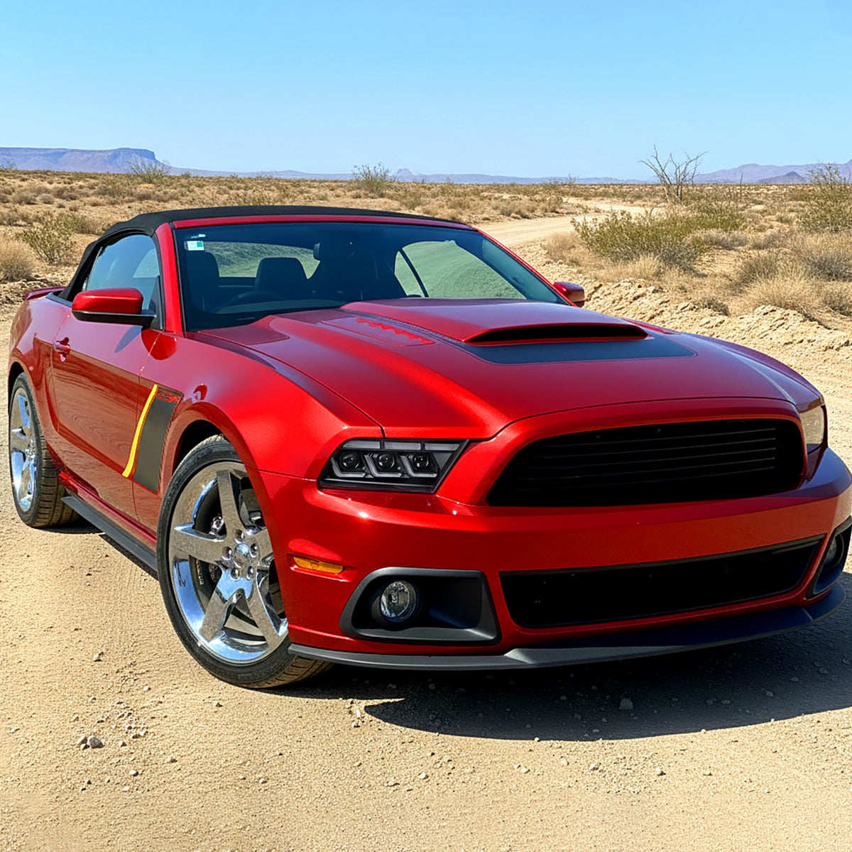 2010-2014 Ford Mustang S197 Full LED Projector Headlights Sequential Turn Signal Switchback DRL (Matte Black Housing / Clear Lens)