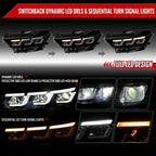 2015-2017 Ford Mustang S550 Full LED Projector Headlights Switchback Sequential with Start-Up Animation (Glossy Black Housing / Clear Lens)