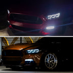 2015-2017 Ford Mustang S550 Full LED Projector Headlights Switchback Sequential with Start-Up Animation (Glossy Black Housing / Clear Lens)