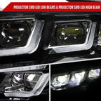 2015-2017 Ford Mustang S550 Full LED Projector Headlights Switchback Sequential with Start-Up Animation (Glossy Black Housing / Clear Lens)
