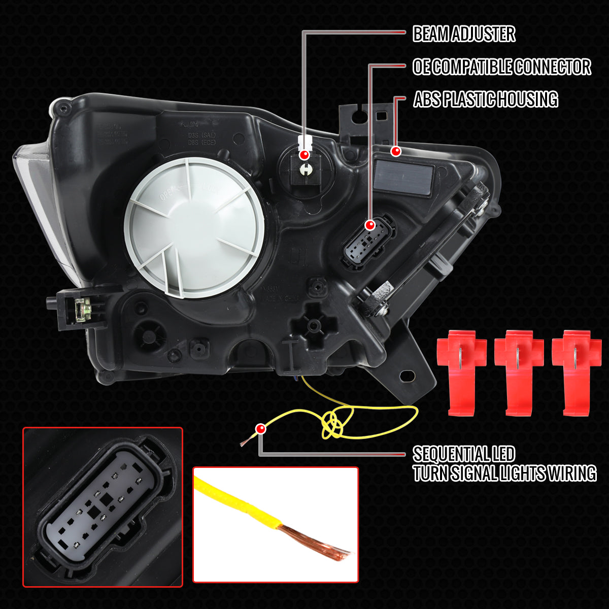 2015-2017 Ford Mustang S550 Full LED Projector Headlights Switchback Sequential with Start-Up Animation (Glossy Black Housing / Clear Lens)