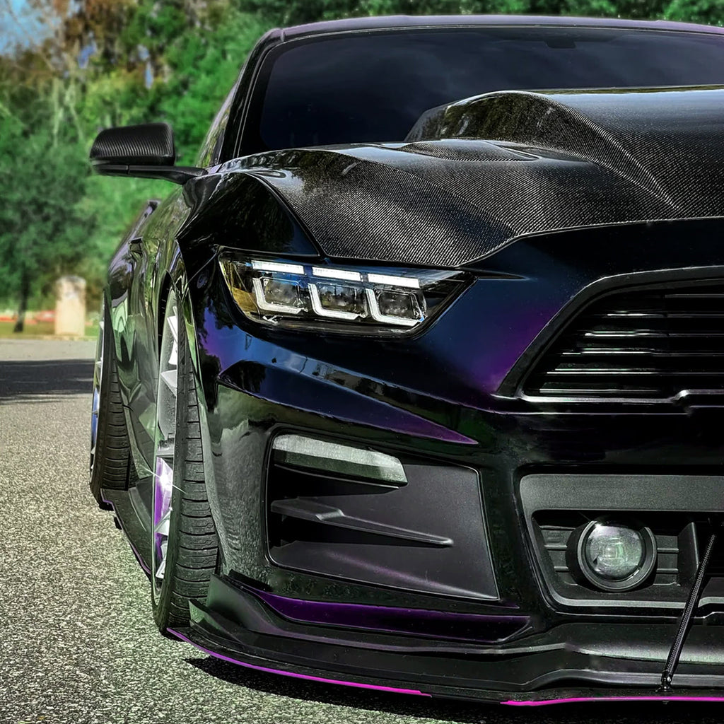 2015-2017 Ford Mustang S550 Full LED Projector Headlights Switchback Sequential with Start-Up Animation (Glossy Black Housing / Clear Lens)