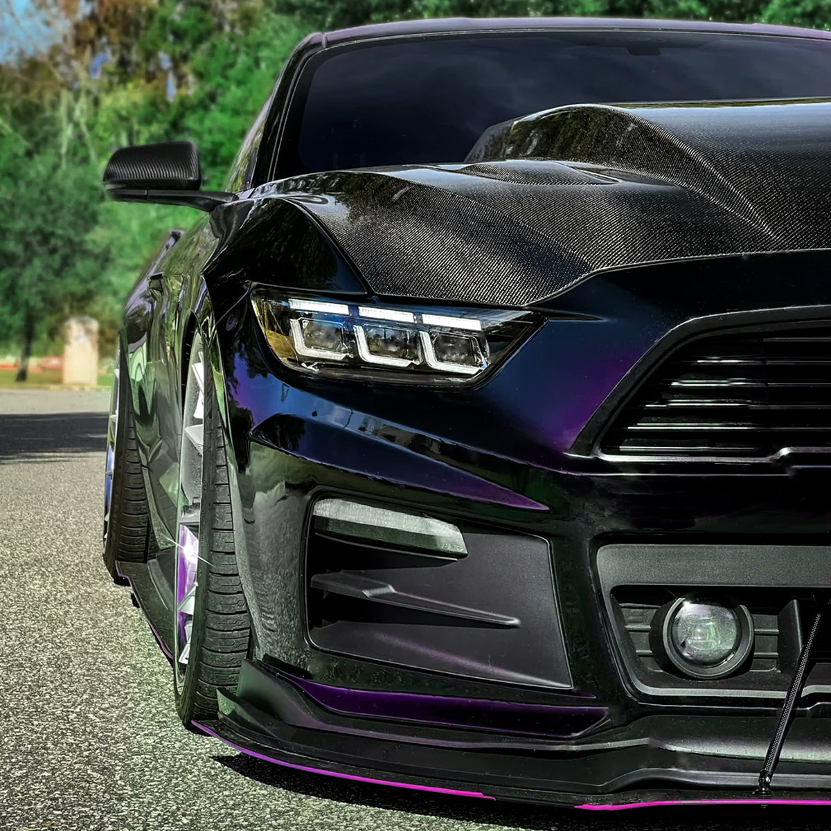 2015-2017 Ford Mustang S550 Full LED Projector Headlights Switchback Sequential with Start-Up Animation (Glossy Black Housing / Clear Lens)