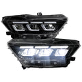 2015-2017 Ford Mustang S550 Full LED Projector Headlights Switchback Sequential with Start-Up Animation (Glossy Black Housing / Clear Lens)