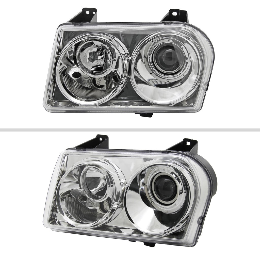 2005-2010 Chrysler 300 Base/LX/Touring Projector Headlights (Chrome Housing / Clear Lens)
