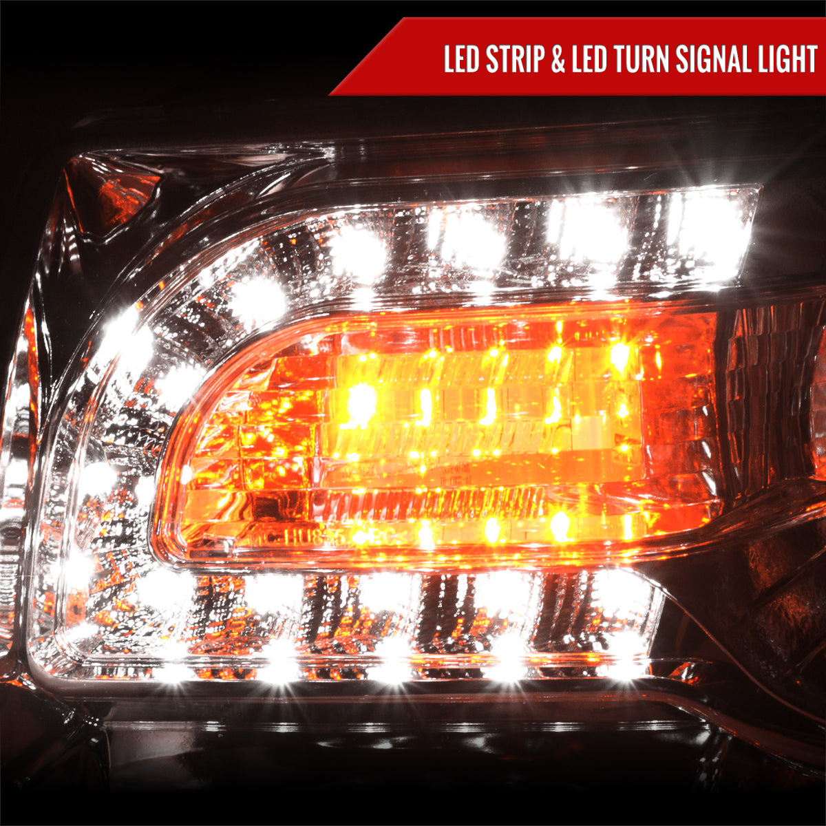 2005-2010 Chrysler 300 Base/LX/Touring Projector Headlights w/ LED Light Strip & LED Turn Signal Lights (Chrome Housing / Clear Lens)