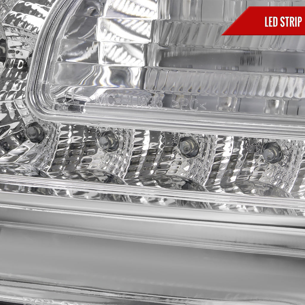 2005-2010 Chrysler 300 Base/LX/Touring Projector Headlights w/ LED Light Strip & LED Turn Signal Lights (Chrome Housing / Clear Lens)