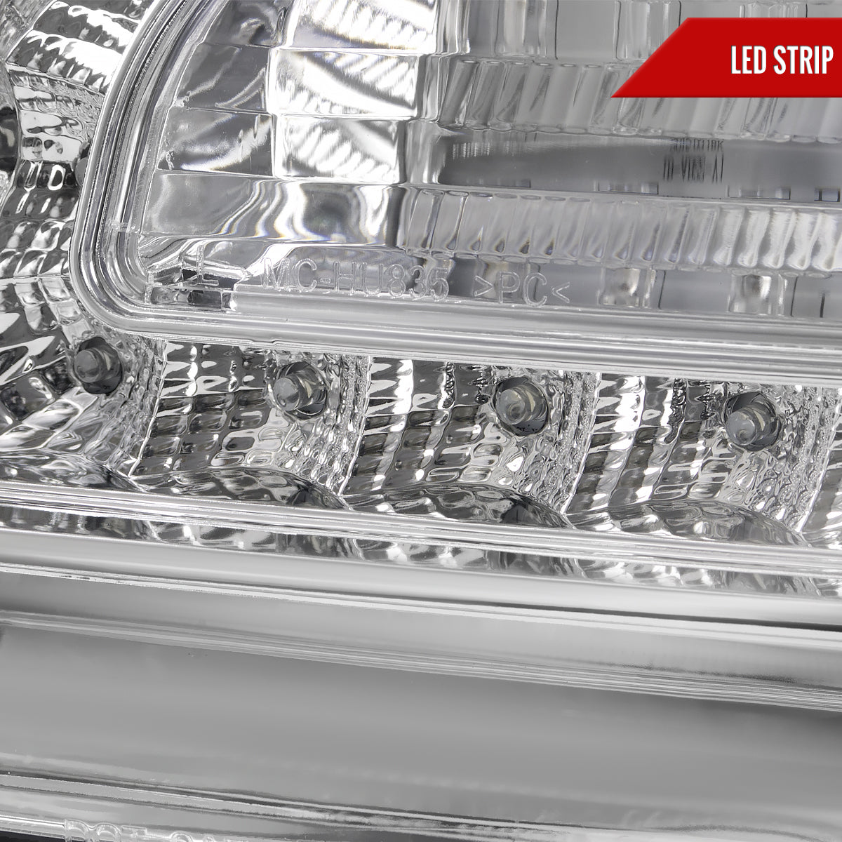2005-2010 Chrysler 300 Base/LX/Touring Projector Headlights w/ LED Light Strip & LED Turn Signal Lights (Chrome Housing / Clear Lens)