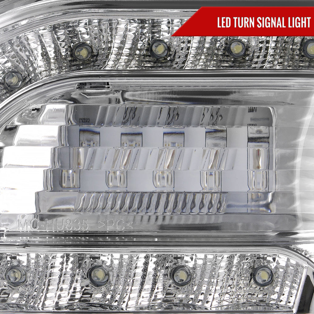 2005-2010 Chrysler 300 Base/LX/Touring Projector Headlights w/ LED Light Strip & LED Turn Signal Lights (Chrome Housing / Clear Lens)