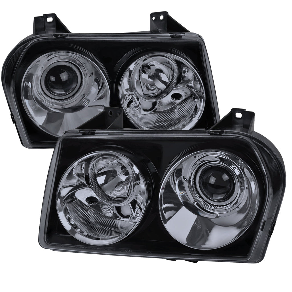 2005-2010 Chrysler 300 Base/LX/Touring Projector Headlights (Glossy Black Housing / Smoked Lens)