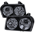 2005-2010 Chrysler 300 Base/LX/Touring Projector Headlights (Glossy Black Housing / Smoked Lens)