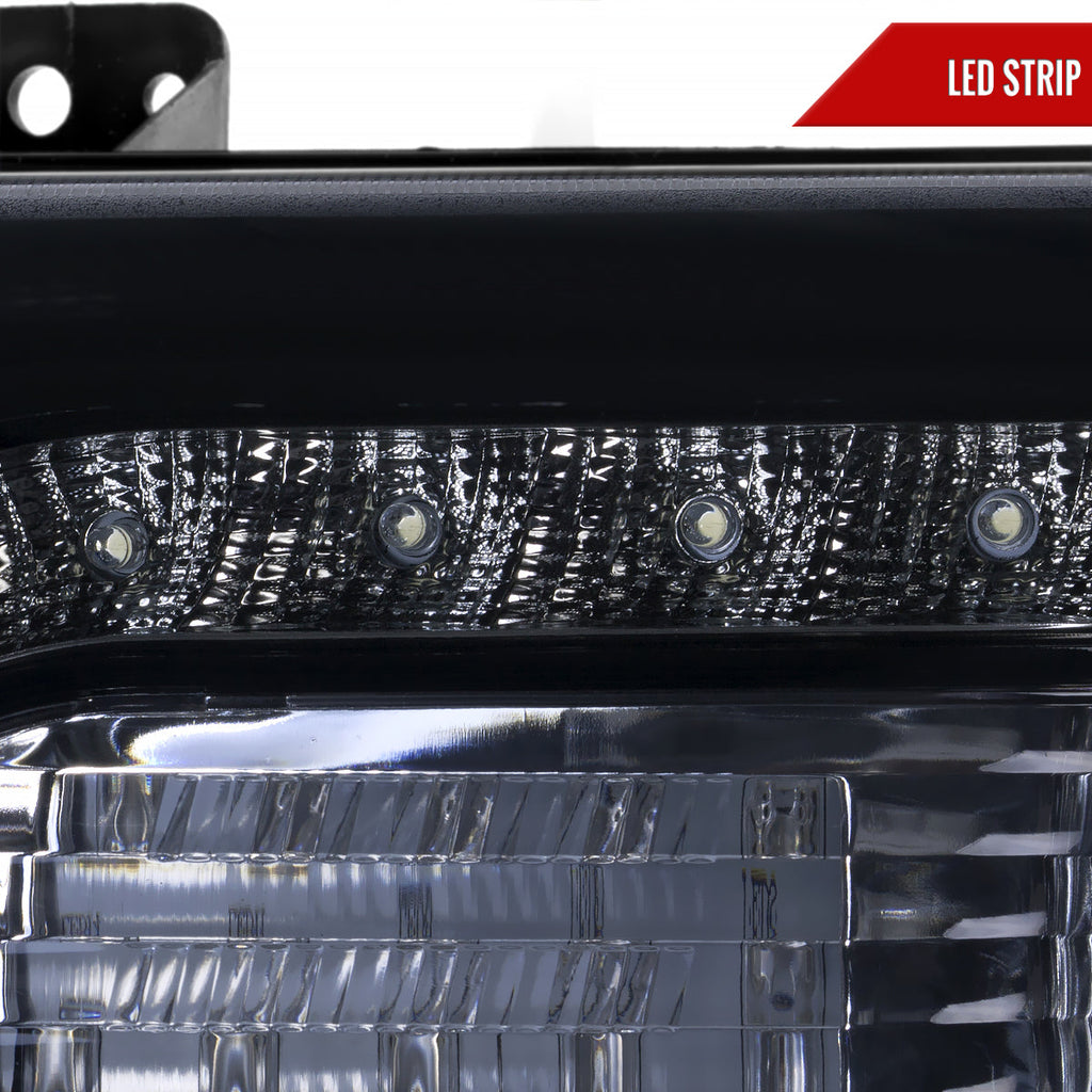 2005-2010 Chrysler 300 Base/LX/Touring Projector Headlights w/ LED Light Strip & LED Turn Signal Lights (Glossy Black Housing / Smoked Lens)