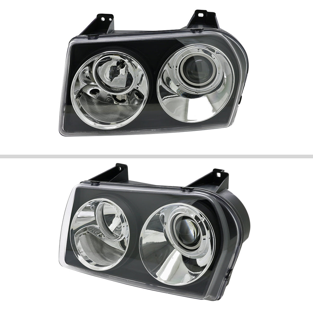 2005-2010 Chrysler 300 Base/LX/Touring Projector Headlights (Matte Black Housing / Clear Lens)