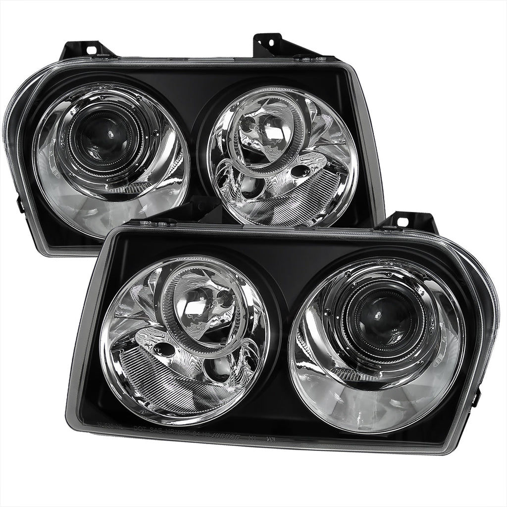 2005-2010 Chrysler 300 Base/LX/Touring Projector Headlights (Matte Black Housing / Clear Lens)