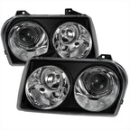 2005-2010 Chrysler 300 Base/LX/Touring Projector Headlights (Matte Black Housing / Clear Lens)