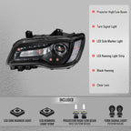 2011-2014 Chrysler 300 Projector Headlights LED DRL w/ White Turn Signal (Matte Black Housing / Clear Lens)