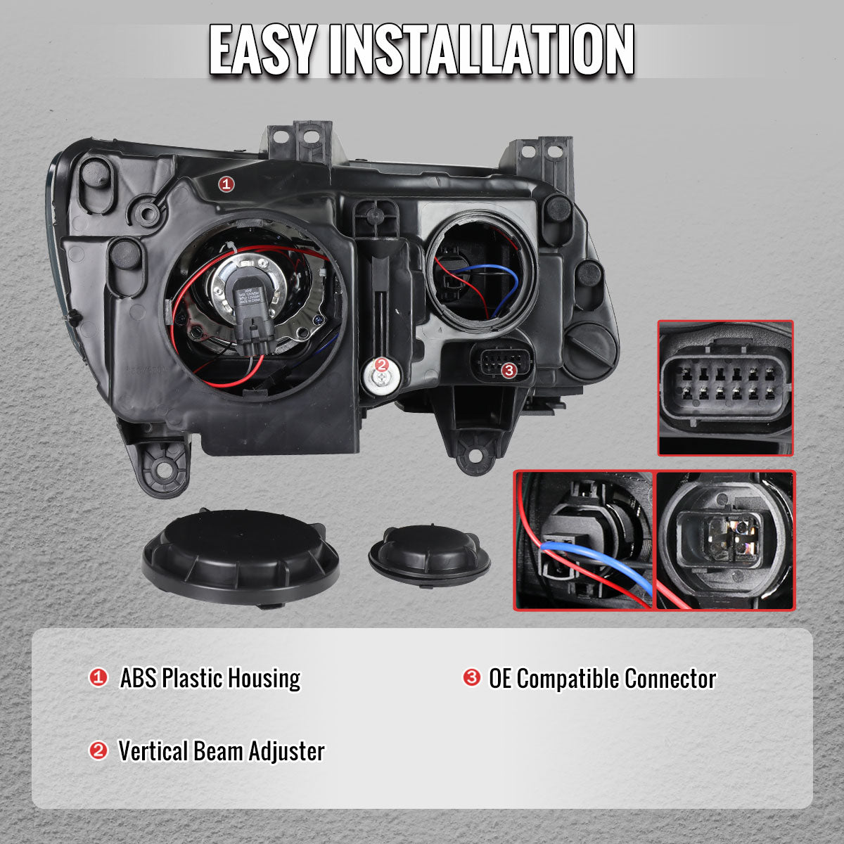 2011-2014 Chrysler 300 Projector Headlights LED DRL w/ White Turn Signal (Matte Black Housing / Clear Lens)