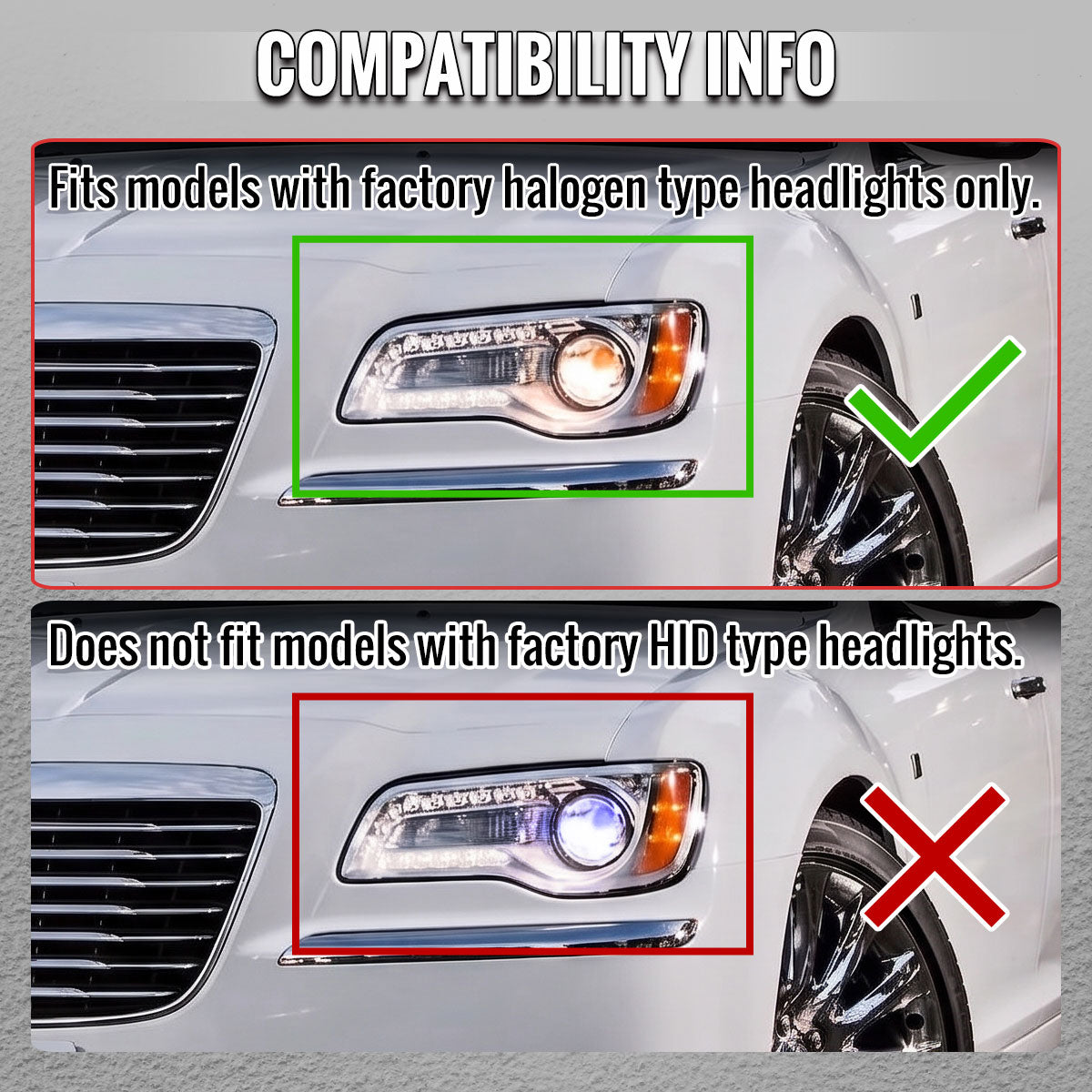 2011-2014 Chrysler 300 Projector Headlights LED DRL w/ White Turn Signal (Matte Black Housing / Clear Lens)