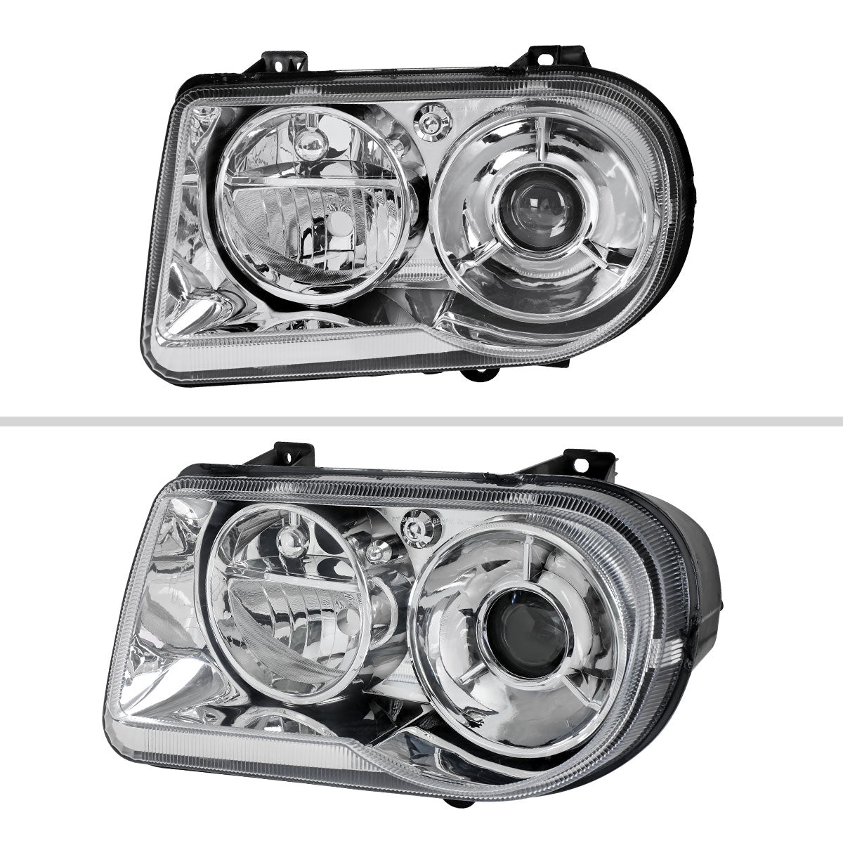 2005-2010 Chrysler 300 Factory Style Projector Headlights (Chrome Housing / Clear Lens)