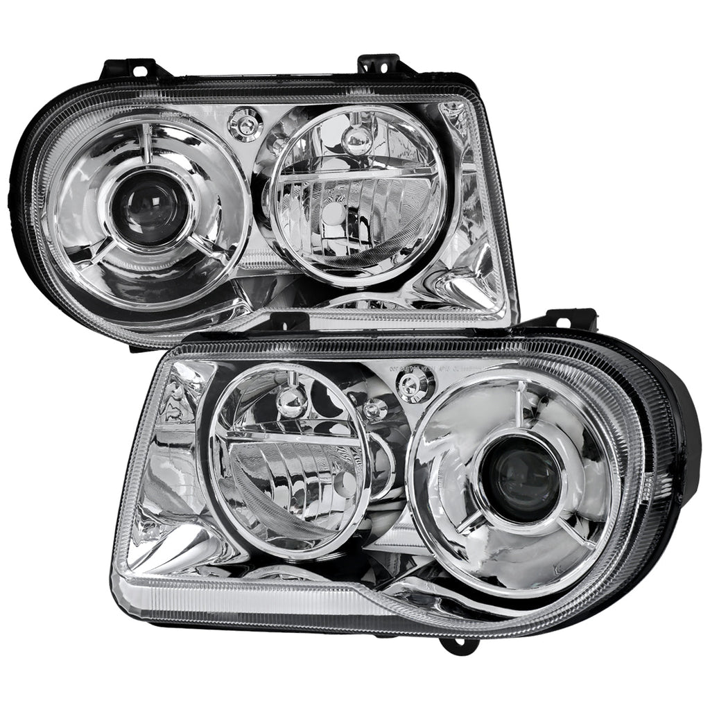 2005-2010 Chrysler 300 Factory Style Projector Headlights (Chrome Housing / Clear Lens)